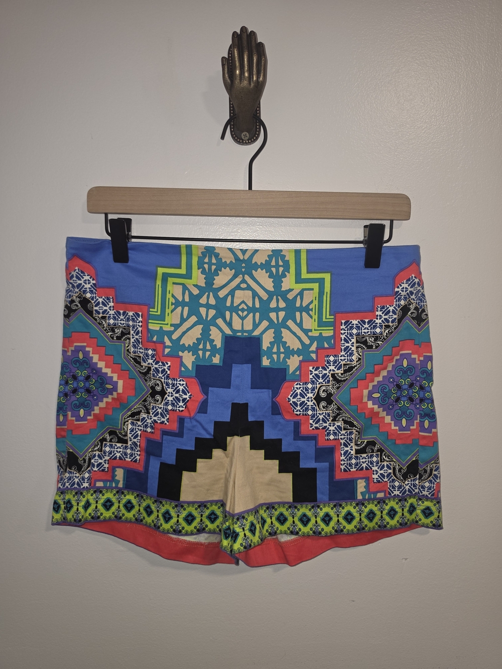 Flying Tomato Bright Color Geometric Aztec Print Women’s Cotton Shorts Size L